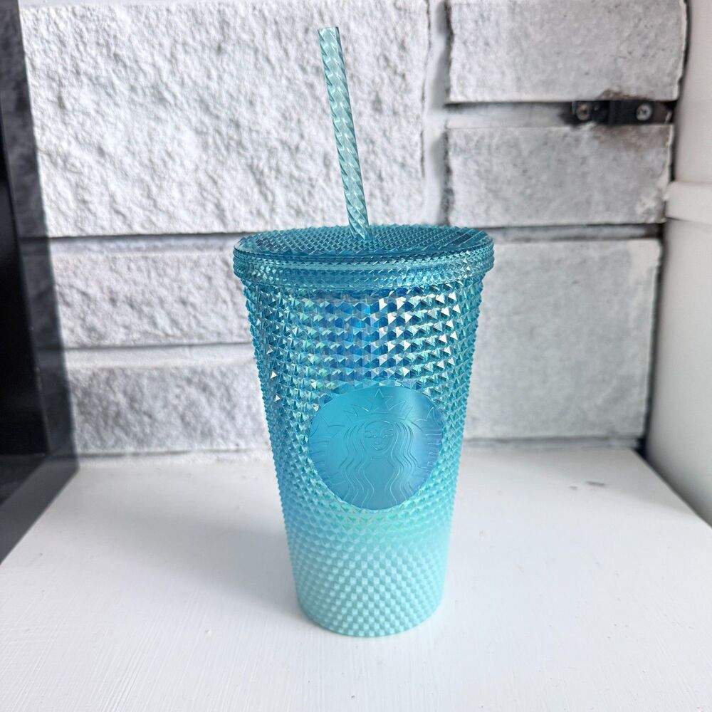 Starbucks Studded Blue Gradient Bling Ombre Cold Cup Tumbler Grande 16oz
